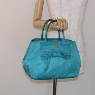 Prada Logo Bow Tote Tessuto with Leather