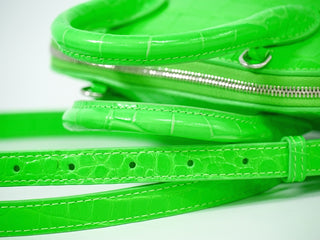 Balenciaga Logo Ville Bag Crocodile Embossed Leather