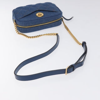 Versace Medusa Icon Front Slip Pocket Camera Bag Quilted Denim