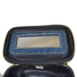 Chanel Vintage Timeless Zip Around Vanity Case Denim