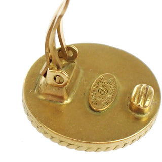Chanel Vintage CC Round Button Clip-On Earrings Metal