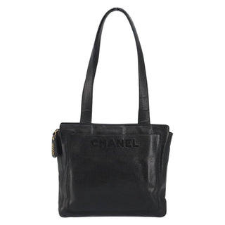 Chanel Vintage Logo Tote Caviar