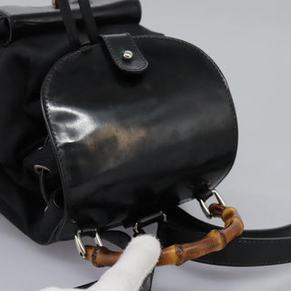 Gucci Vintage Bamboo Backpack Nylon and Patent Leather