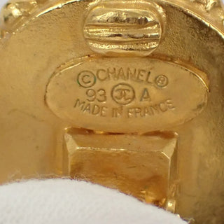 Chanel Vintage CC Logo Round Clip on Earrings Textured Metal