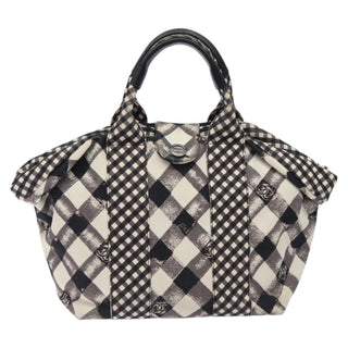 Chanel Top Handle Satchel Gingham Print Canvas