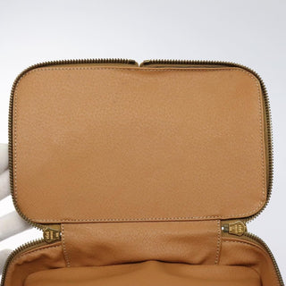 Celine Vintage Double Zip Vanity Case Macadam Coated Canvas