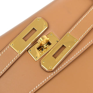Hermes Kelly Handbag Light Chamonix with Gold Hardware
