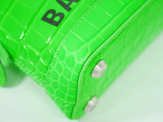 Balenciaga Logo Ville Bag Crocodile Embossed Leather