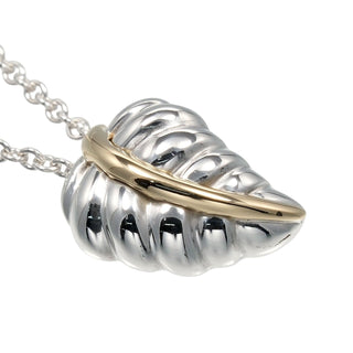 Tiffany & Co. Leaf Pendant Necklace Silver 925 and K18 Yellow Gold