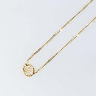 Christian Dior CD Round Pendant Necklace Metal and Crystals