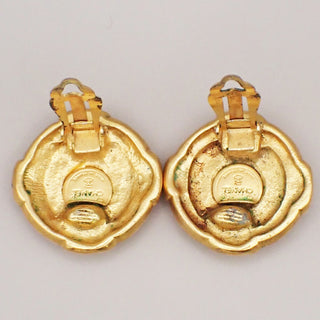 Chanel Vintage CC Round Button Clip-On Earrings Metal