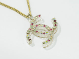 Chanel Rainbow CC Pendant Necklace Metal and Crystals