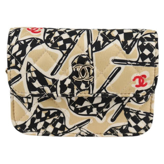 Chanel Flap Card Holder on Chain Quilted Printed Canvas