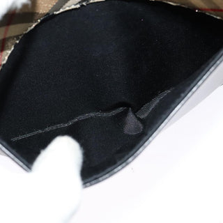 Burberry Front Pocket Flap Messenger Leather with Vintage Check Canvas