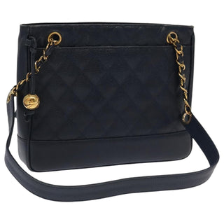 Chanel Vintage Stitched CC Shoulder Bag Caviar