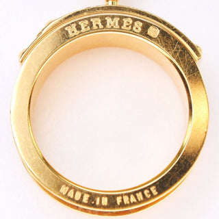 Hermes Kelly Gavroche Ring Gold plated and Leather