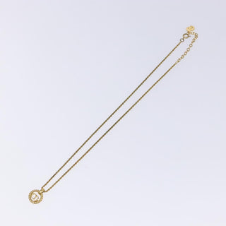 Christian Dior CD Round Pendant Necklace Metal