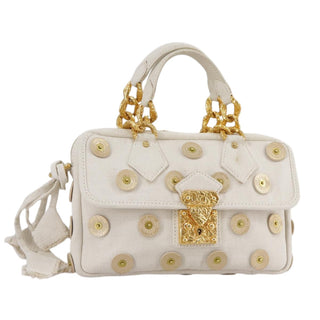 Louis Vuitton Polka Dot Panama Bowly Handbag Embellished Canvas