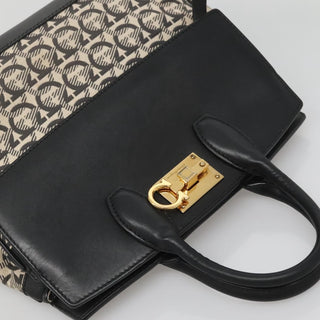 Salvatore Ferragamo Studio Satchel Gancini Jacquard and Leather