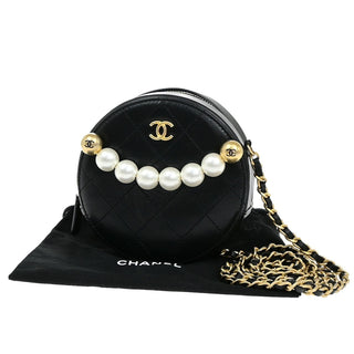 Chanel Chic Pearls Round Clutch with Chain Quilted Lambskin
