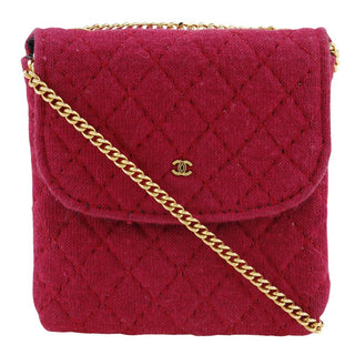 Chanel CC Logo Micro Matelasse Shoulder Bag Pouch Cotton