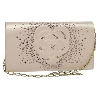 Chanel Camellia Diamante Convertible Clutch Crystal Embellished Satin