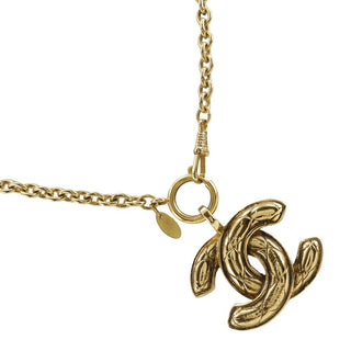 Chanel Vintage Quilted CC Pendant Necklace Metal