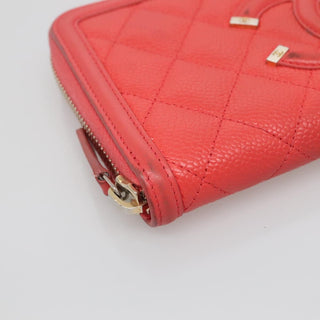 Chanel Filigree Zip Around Wallet Quilted Caviar