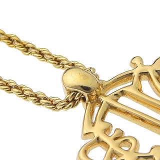 Christian Dior Logo Pendant Necklace Metal with Crystal