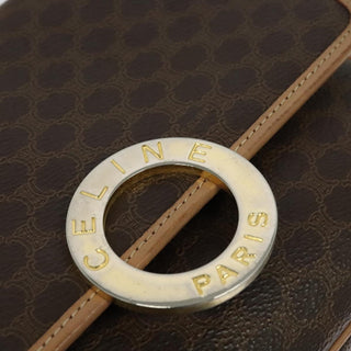 Celine Vintage Macadam Circle Logo Shoulder Bag Canvas and Leather