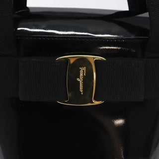 Salvatore Ferragamo Vara Bow Top Handle Bucket Bag Patent Leather