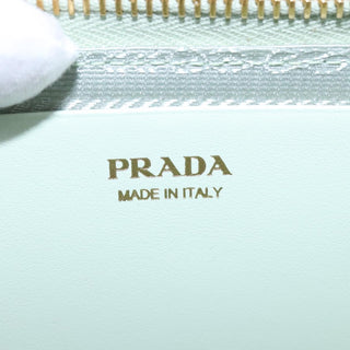 Prada Triangle Logo Zip Around Shoulder Bag Raffia and Leather