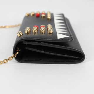 Fendi Monster Wallet on Chain Studded Leather