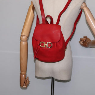 Salvatore Ferragamo Gancini Flap Drawstring Backpack Leather