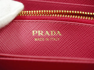 Prada Bow Zip Around Wallet Saffiano Leather
