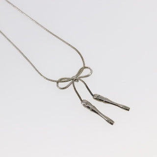 Christian Dior Bow CD Pendant Necklace Metal with Crystal