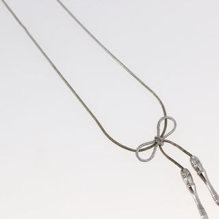 Christian Dior Bow CD Pendant Necklace Metal with Crystal