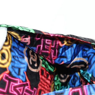 Chanel Foldable Tote Bag with Chain Quilted Caviar with Printed Nylon