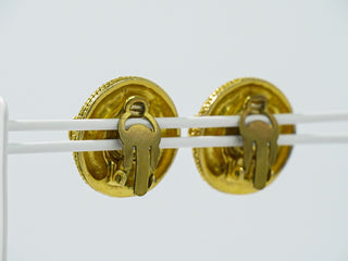 Chanel CC Hoop Clip-On Earrings Crystal Embellished Metal