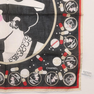 Chanel Scrunchie and Square Scarf Hair Tie Set Printed Silk