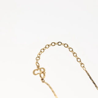 Christian Dior Logo Heart Pendant Necklace Metal with Crystal