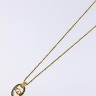 Christian Dior CD Round Pendant Necklace Metal and Crystals