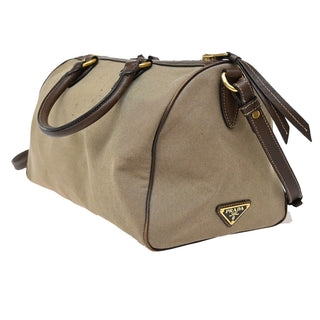 Prada Logo Convertible Boston Bag Canvas