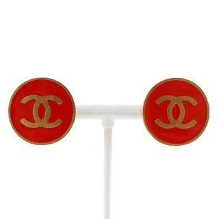 Chanel Vintage CC Round Clip-On Earrings Metal