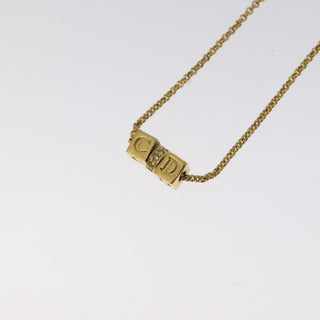 Christian Dior CD Cube Charms Pendant Necklace Metal with Crystals