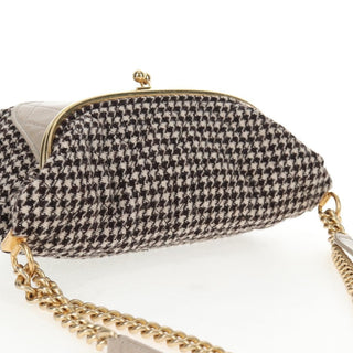 Chanel Tabatiere Kisslock Fold Over Bag Tweed with Quilted Calfskin