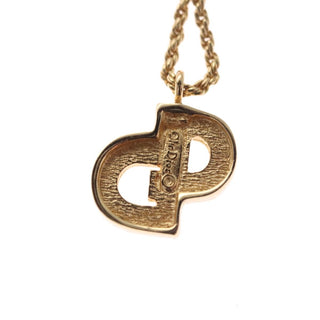 Christian Dior CD Pendant Necklace Metal and Crystals