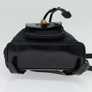 Gucci Vintage Bamboo Backpack Nylon and Patent Leather