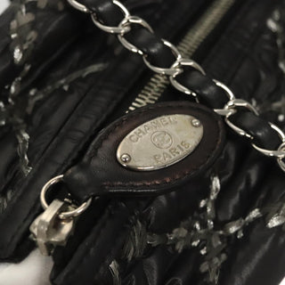 Chanel Tweed on Stitch Zip Tote Quilted Nylon