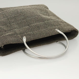 Chanel Vintage Chocolate Bar Metal Ring Tote Quilted Canvas